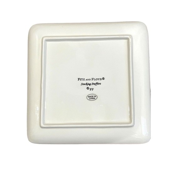 Fitz & Floyd Snack Plate Set (4) Stocking Stuffers Christmas Santa 6.5" - Picture 6 of 6